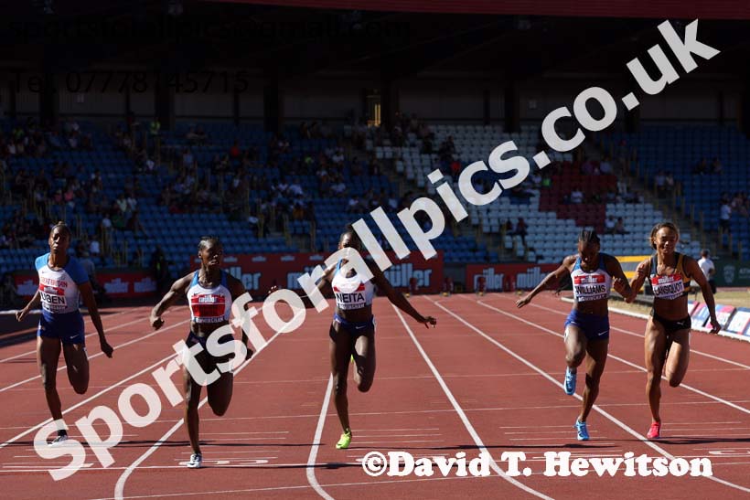 Womens 100 metres, Muller British Championships, Alexander Stadium, Birmingham. Photo: David T. Hewitson/Sports for All Pics